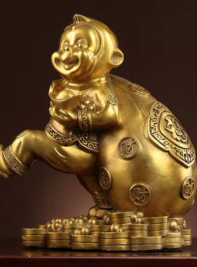 黄铜吉祥物中国风桌面铜猴摆件