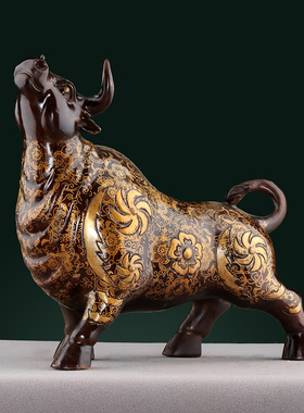 黄铜旺市牛中式客厅家居装饰品