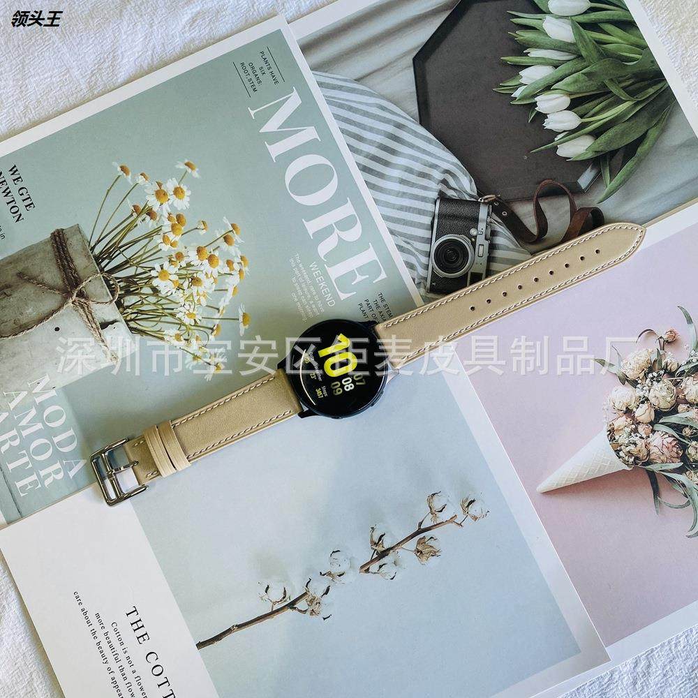 适用华为GT1/2三星gear S2/S3华米Amazfit1/2双面真皮表带20/22mm