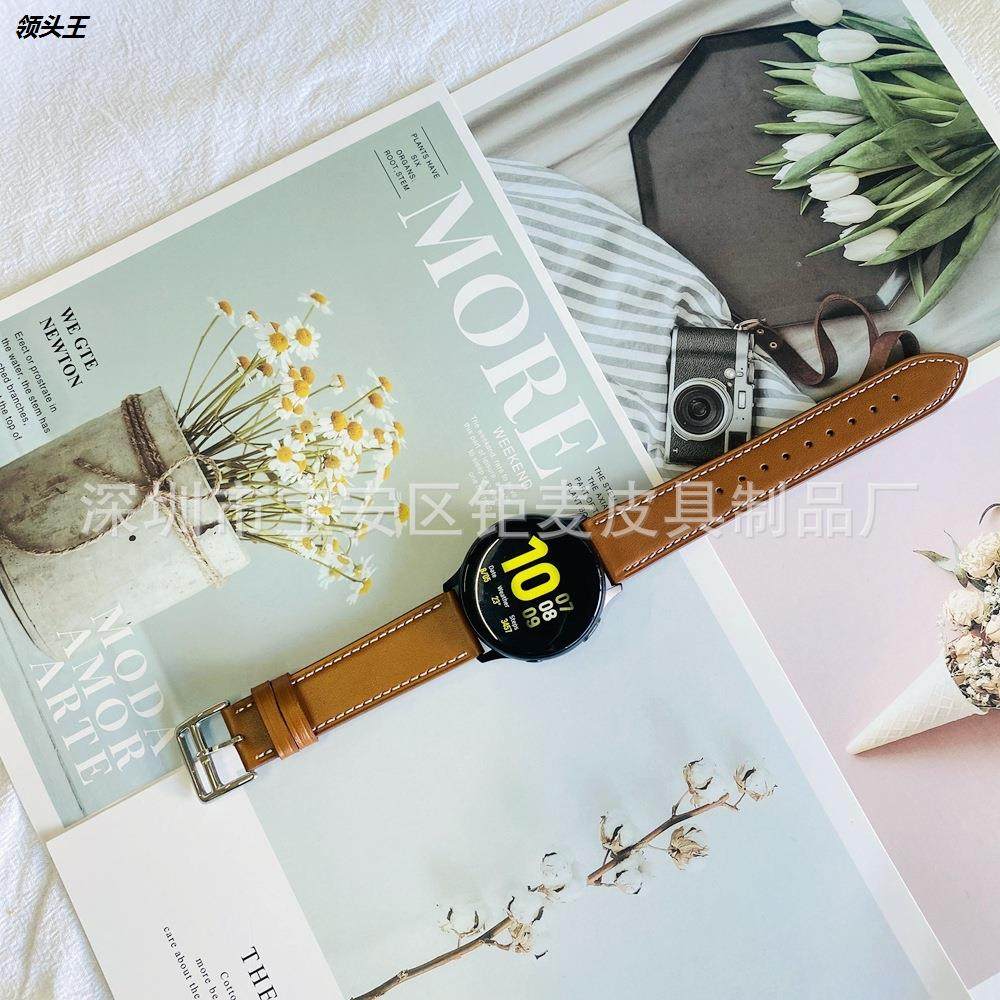 适用华为GT1/2三星gear S2/S3华米Amazfit1/2双面真皮表带20/22mm