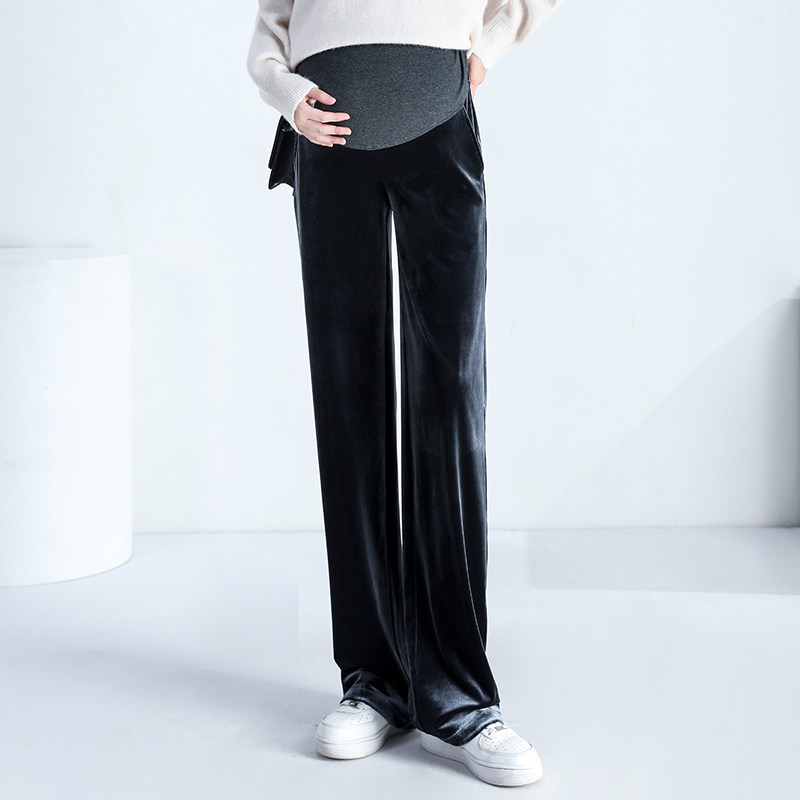 孕妇冬季外穿高个子加绒直筒阔腿裤 翎露孕妇阔腿裤