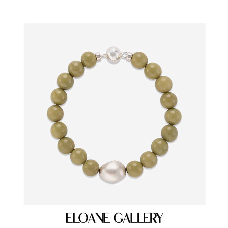 ELOANE GALLERY落岸Kismet阿拉善玉石99足银隔珠绿色手链小众设计 - 图3