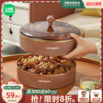 LINE FRIENDS fruit tray home living room tea table dry fruit plate snacking compartment Sealed Containing Box Candy Box