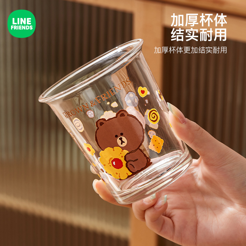 LINE FRIENDS玻璃杯家用咖啡牛奶喝水杯新款仙女高颜值网红杯子-图2