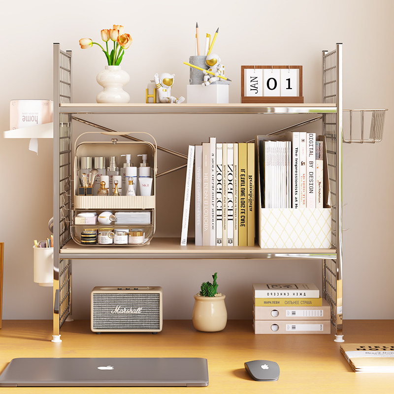 不锈钢桌面收纳置物架书桌整理架多层可调节不锈钢书本收纳架,淘宝优惠券,粉丝福利购,淘宝优惠卷