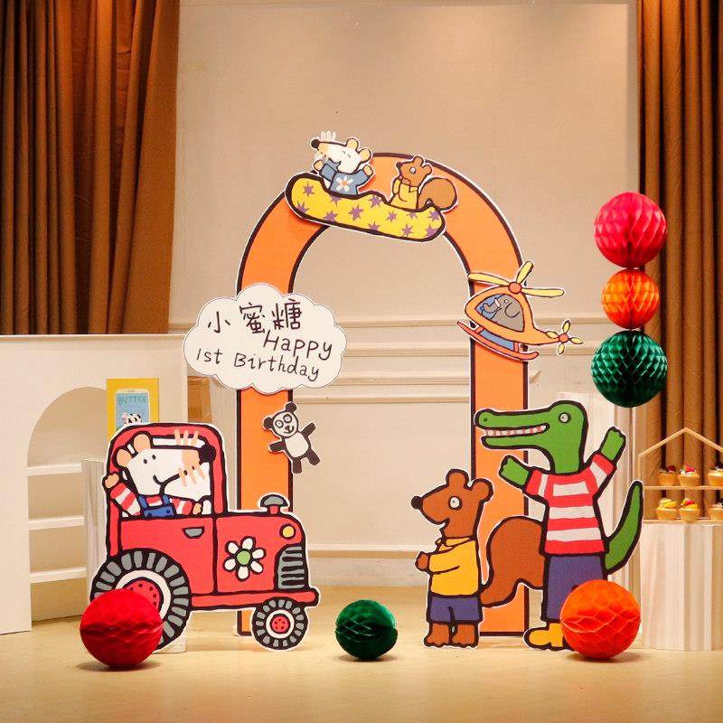 小鼠波波生日派对kt板场景布置男孩女孩周岁气球装饰定制背景墙,淘宝优惠券,粉丝福利购,淘宝优惠卷