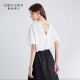 Qiushui Yiren niche high-end sequin embroidered round neck chiffon shirt 2026 summer new style women's sweet puff sleeve top