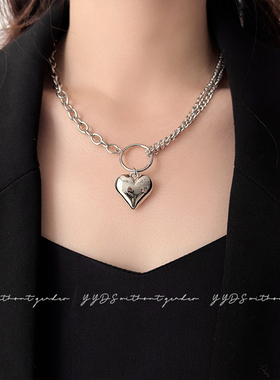 爱心吊坠项链女长款毛衣链