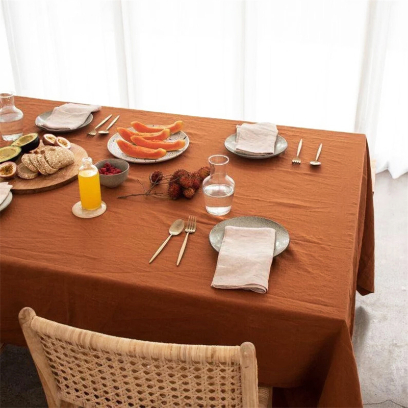 日式轻奢纯色方形台布家用茶几防尘布高级感亚麻布会议室桌布定制 - 图2