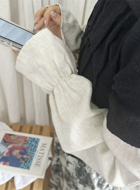 防晒套袖亚麻纯色吸汗