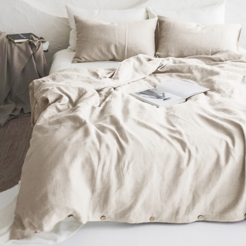 轻奢高级感天然亚麻纯色单被套150x200X230双人被罩亲肤床品定制 - 图2