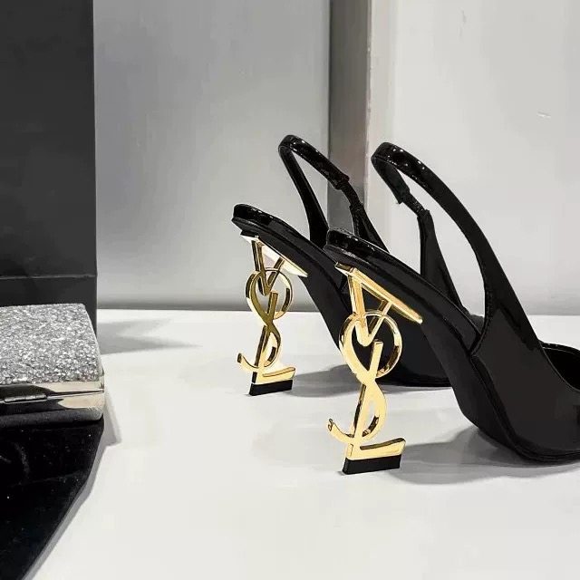 杨树林同款字母跟高跟鞋2025新款包头后空凉鞋性感小众漆皮单鞋,淘宝优惠券,粉丝福利购,淘宝优惠卷