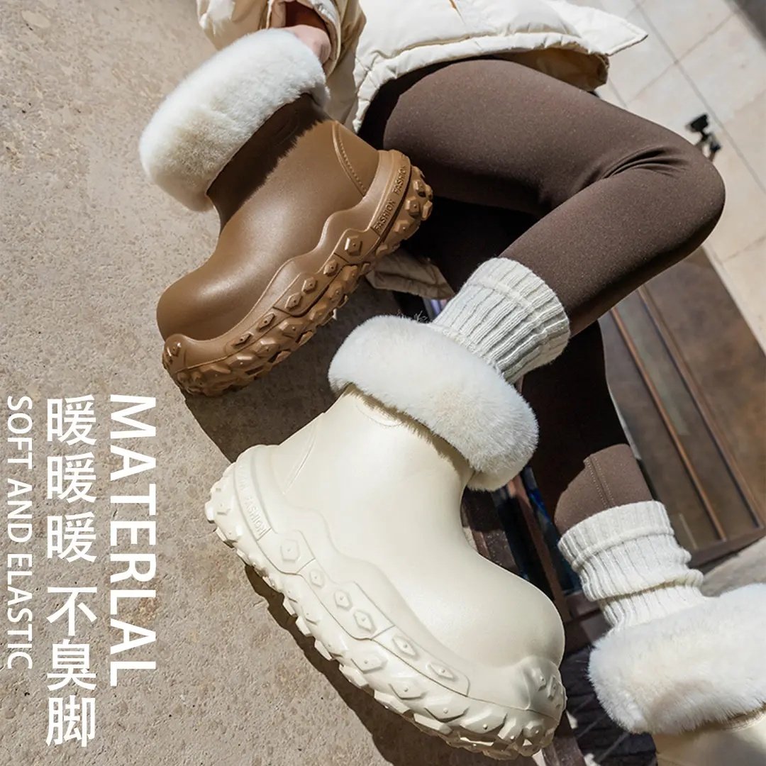 厚底防水加绒短筒雪地靴女2025新款秋冬加绒保暖毛毛棉鞋防滑棉靴,淘宝优惠券,粉丝福利购,淘宝优惠卷