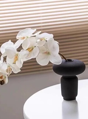 NICEMOON简约黑色磨砂陶瓷花器仿真花假花桌面装饰插花摆件