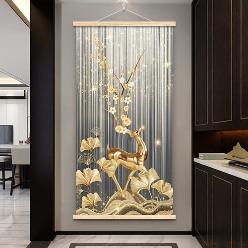 玄关装饰画现代简约入户客厅走廊壁画网红过道竖版餐厅墙上挂画布 - 图2