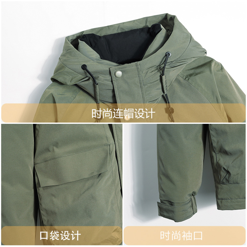 雪中飞户外工装羽绒服男连帽短款2024新款冬季时尚加厚羽绒袄外套