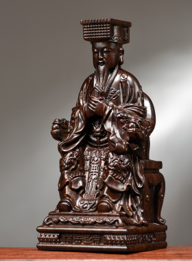 黑檀木雕南岳圣帝像摆件实木装饰