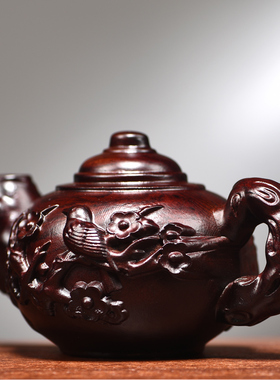 黑檀木雕茶壶摆件实木把把壶把件