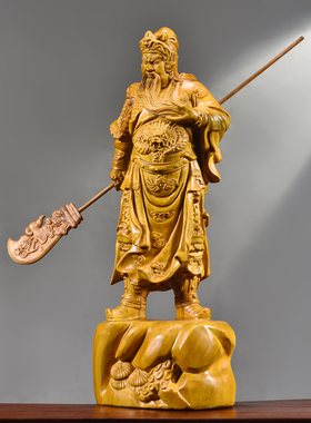 木雕关帝圣君关公摆件实木武财神