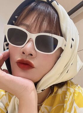潮牌酷帅辣妹小框墨镜男白色高级街拍个性蹦迪防晒y2k太阳镜女