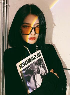 复古茶色墨镜女大脸显瘦素颜网红款大框方形防紫外线近视太阳镜女