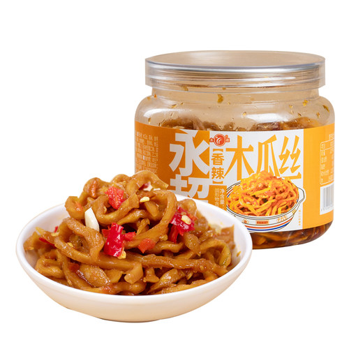 永超木瓜丝罐装香辣开胃下饭菜广西特产木瓜丝干酱菜配粥小菜咸菜 - 图2