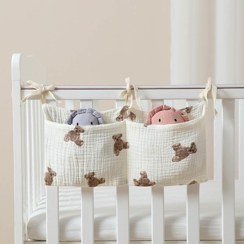 婴儿床挂收纳尿不湿收纳袋床头挂袋儿童床边纸尿裤宝宝纯棉尿布袋-图0
