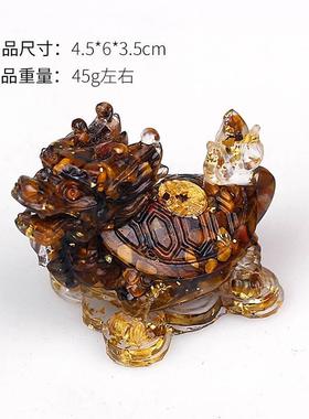 天然水晶碎石滴胶龙龟摆件长寿龙头龟家居玄关摆设老人贺祝寿礼品