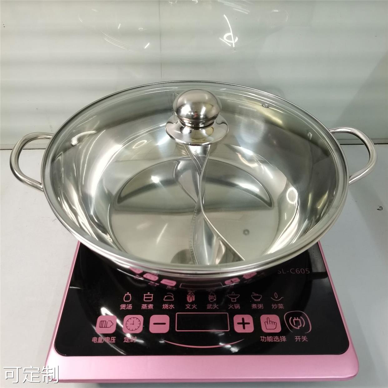 不锈钢特厚鸳鸯火锅 双耳二味不串味隔锅电磁炉两用小肥羊清汤锅