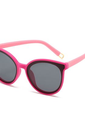 2025硅胶儿童太阳镜 新款卡通框架黑色大脸时尚小孩防紫墨镜