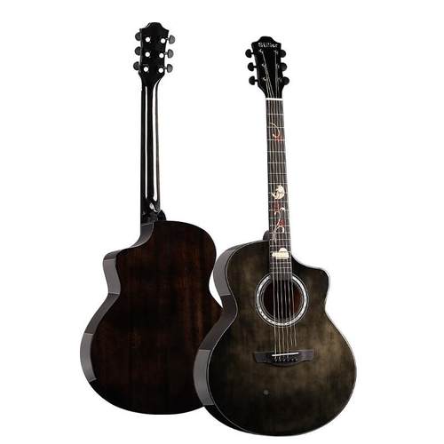 复古云杉木41寸亮光单板吉他 JF桶涂鸦民谣木吉他guitar成人乐器 - 图3