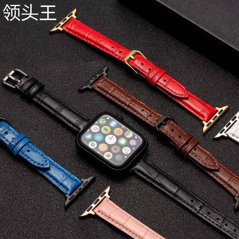 适用苹果手表小蛮腰真皮表带apple iwatch6SE54321细小缩身简约-图1