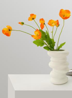 简约北欧黑白色陶瓷花瓶摆件客厅插花干花电视柜玄关家居装饰摆件