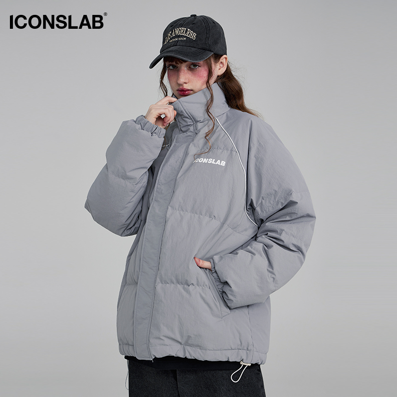 iconslab 基础logo款肌理羽绒服情侣男女同款冬季保暖短款外套潮