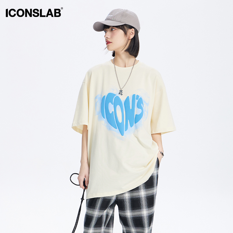 恤男情侣款休闲打底衫 T 爱心烟雾宽松短袖 PLUS SSUR 联名 ICONSLAB 恤男情侣款休闲打底衫 T 爱心烟雾宽松短袖 PLUS SSUR 联名 ICONSLAB