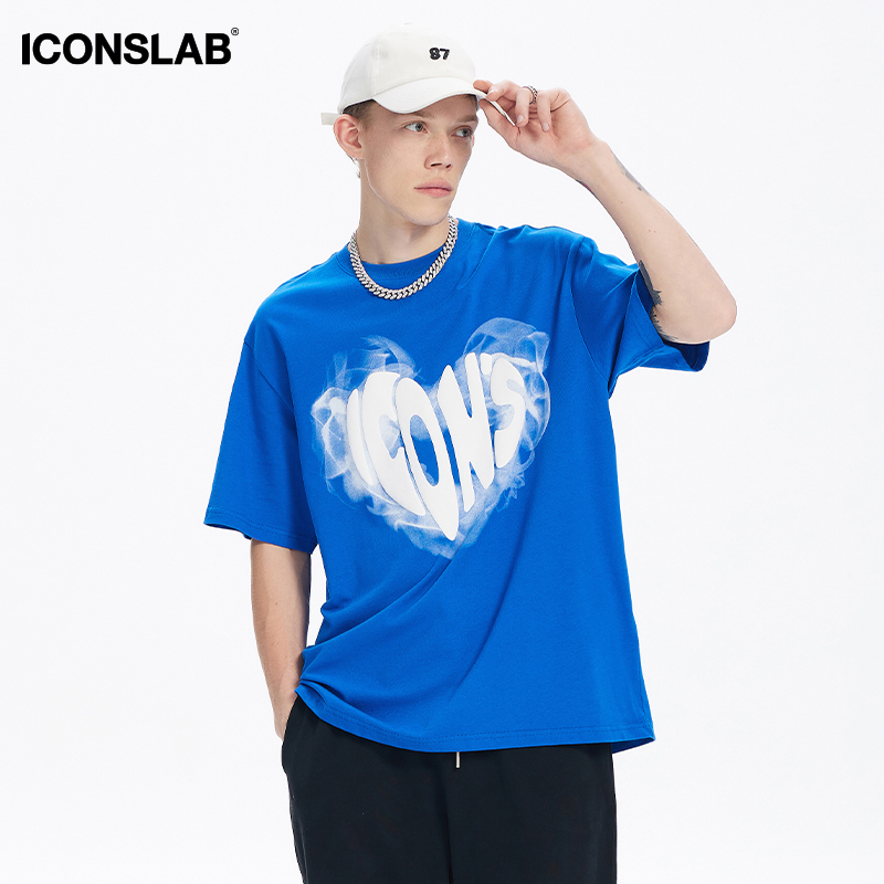 恤男情侣款休闲打底衫 T 爱心烟雾宽松短袖 PLUS SSUR 联名 ICONSLAB 恤男情侣款休闲打底衫 T 爱心烟雾宽松短袖 PLUS SSUR 联名 ICONSLAB