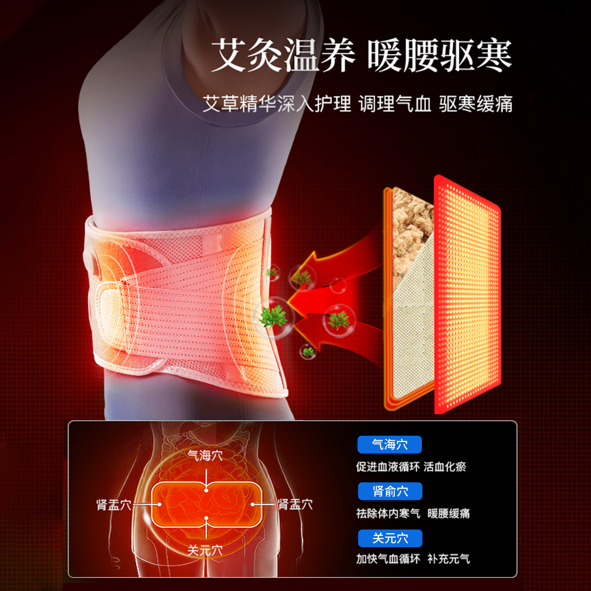 妙界N3暖宫护腰带热敷按摩保暖艾草加热充电腰围腰托多功能暖腰-图1