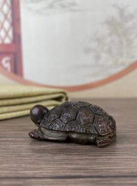 复古铜乌龟长寿龟实心茶宠摆件手摆件老物件古玩旧货收藏家居摆设