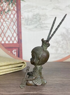 古玩铜器齐天大圣静思佛像孙悟空斗战胜佛神像铜猴子悟道家居摆件