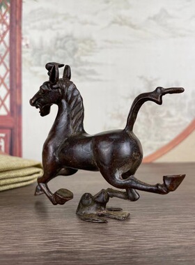黄铜马摆件马踏飞燕马到成功家居客厅玄关桌面装饰工艺品飞马跃马