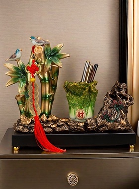 节节高升白菜笔筒摆件