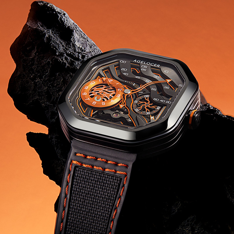agelocer艾戈勒燃火山男款机械表 agelocer艾戈勒国产腕表