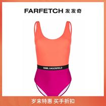 Final Sale] Ms Karl Lagerfelds collage logos waist-body one-piece swimsuit FARFETCH