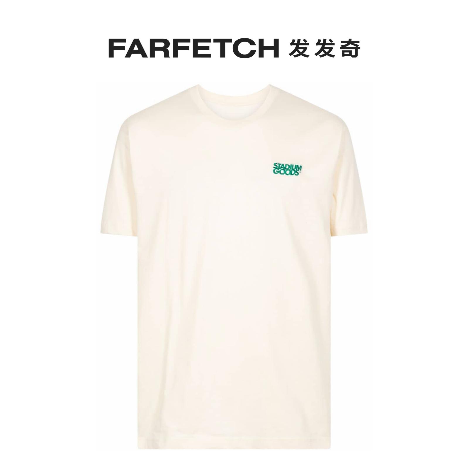 Stadium Goods男女通用Stacked Vintage White/Green logo刺绣T恤-图0