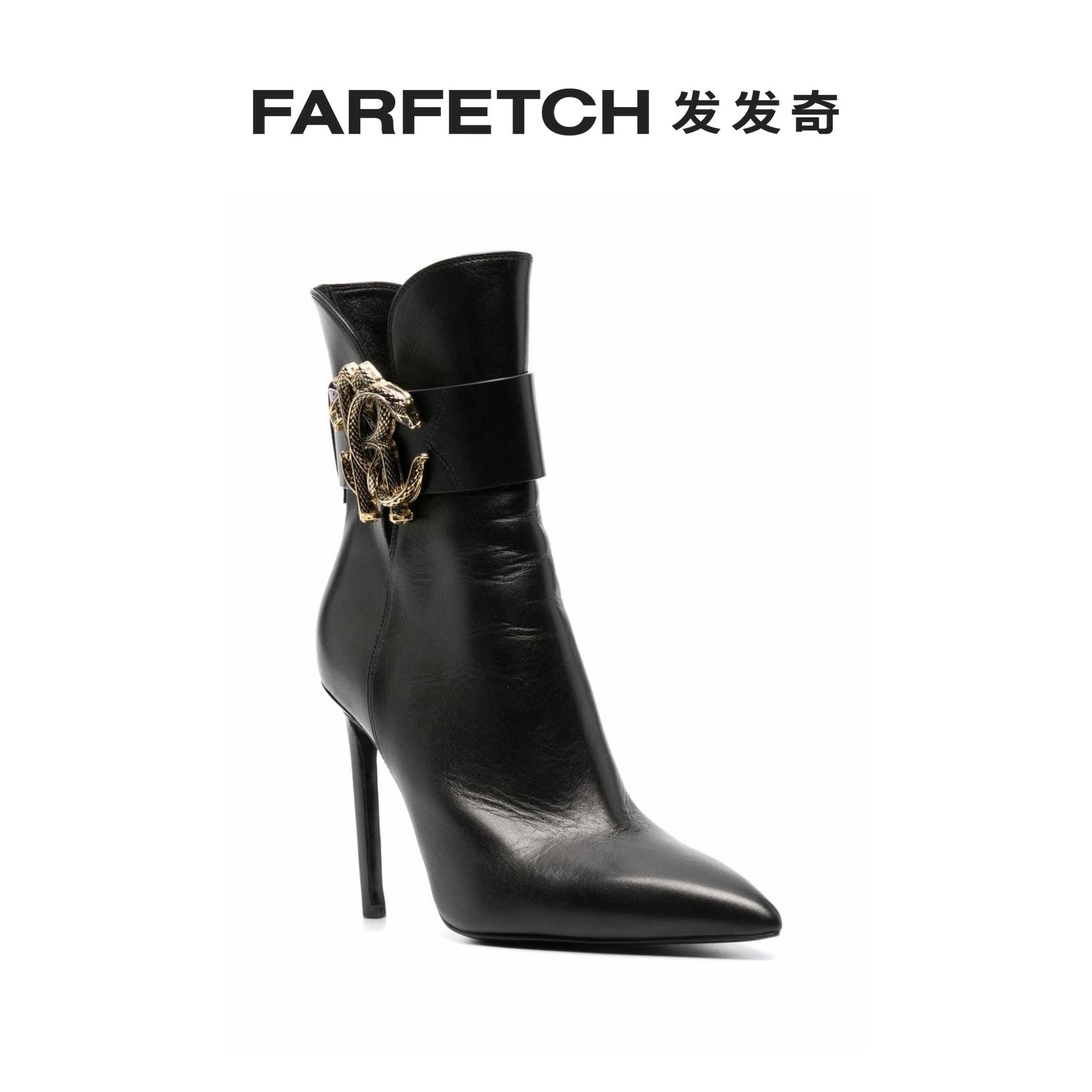 [Final Sale]Roberto Cavalli女士蛇形logo皮质短靴FARFETCH发发 - 图0