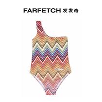 Missoni child clothing Z-shaped pattern printed one-piece swimsuit FARFETCH hair chic