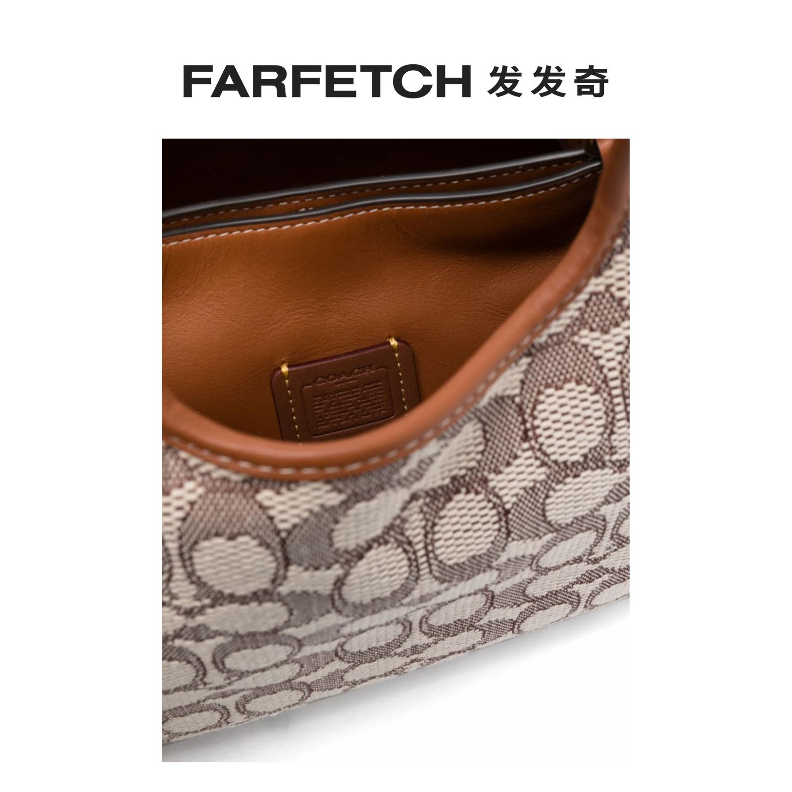 Coach蔻驰女士Hadley经典logo提花皮质手提包FARFETCH发发奇-图3