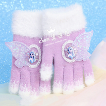 Princess Aisha Five-finger gloves children 4-8-year-old Winter new warm girl child girls among young children