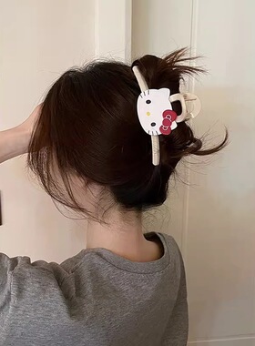 大号抓夹女2025新款KT猫咪发夹后脑勺盘发鲨鱼夹韩国网红ins发抓