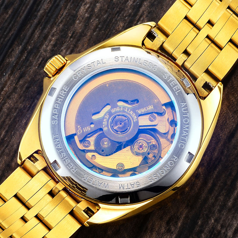 世界瑞士黄金色男士机械表十大机芯 rongiss国产腕表